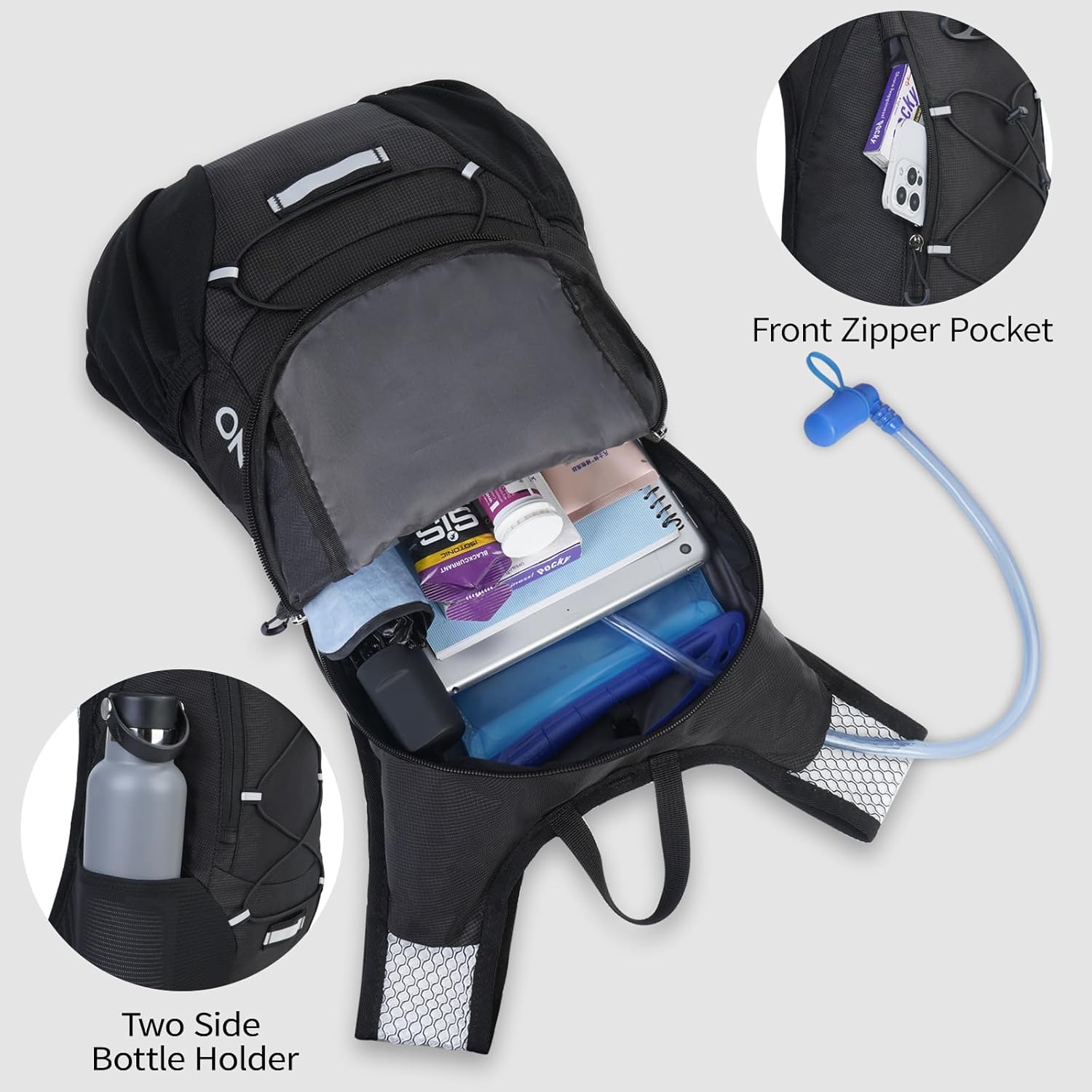 Lightweight Hydration Backpack, Running Backpack with 2L Water Bladder, Hydro Water Daypack for Cycling Hiking Rave for Men Women - Image 4