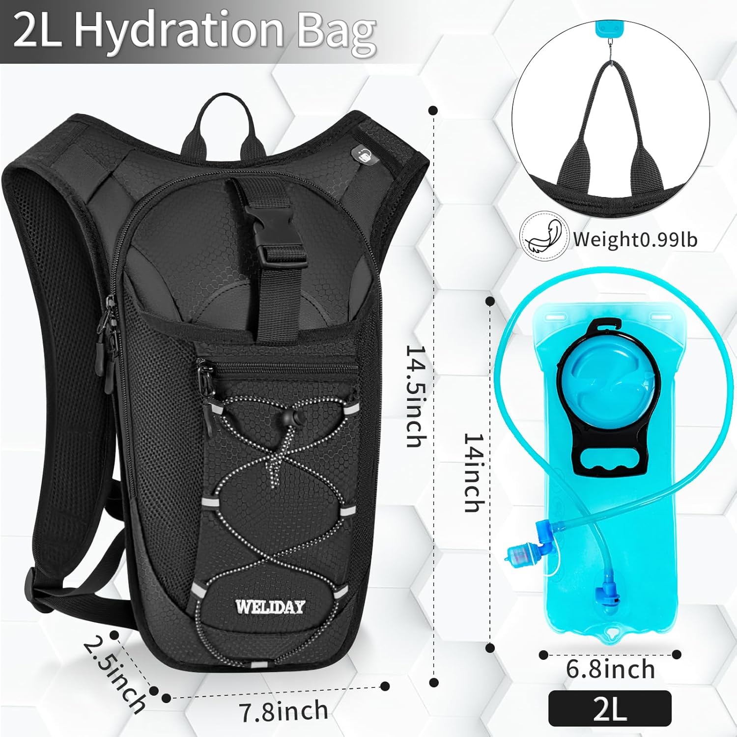 Hydration Backpack with Leak Proof Water Bladder, Lightweight Hydro Water Daypack for Rave, Cycling, Running, Hiking, Climbing - Image 2