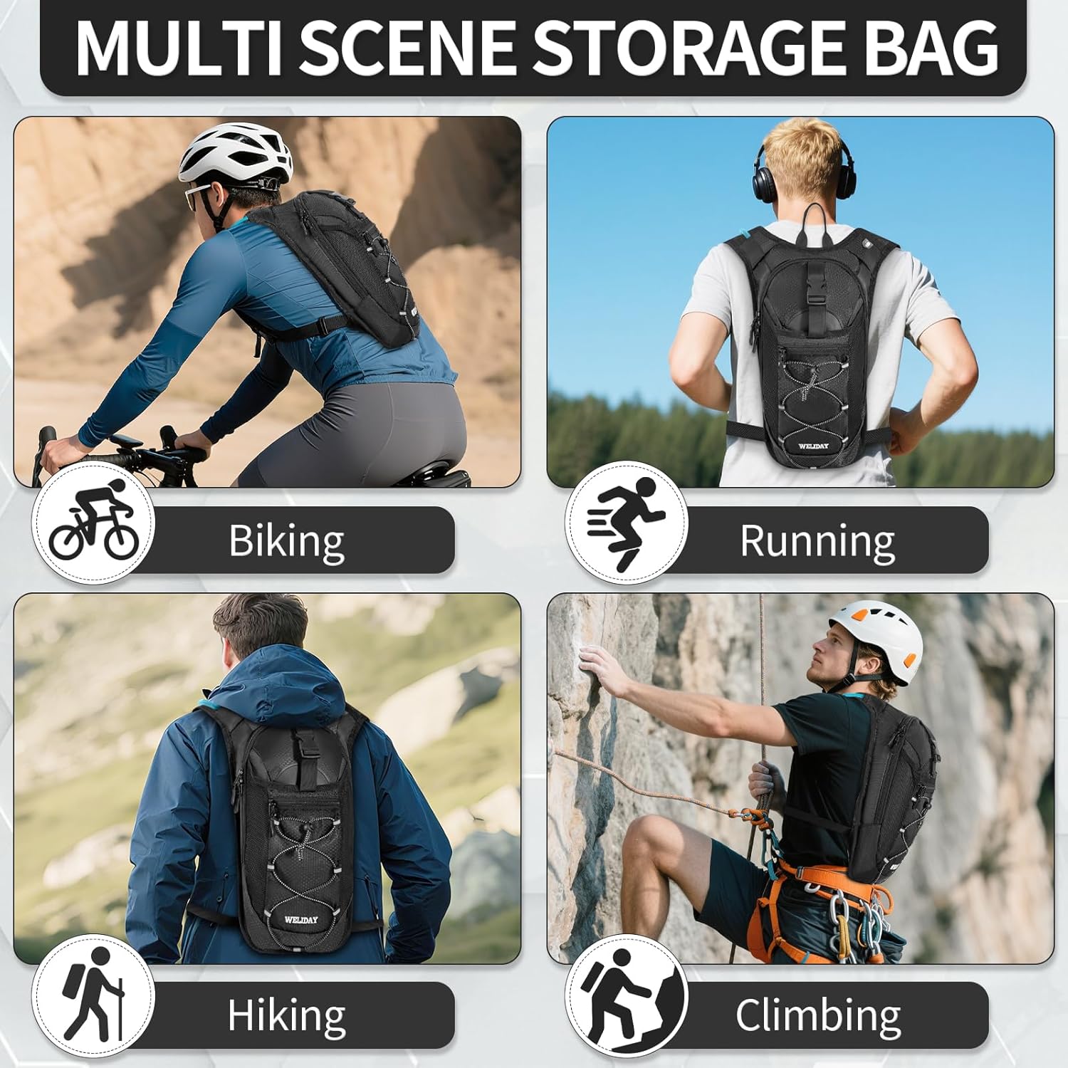 Hydration Backpack with Leak Proof Water Bladder, Lightweight Hydro Water Daypack for Rave, Cycling, Running, Hiking, Climbing - Image 7