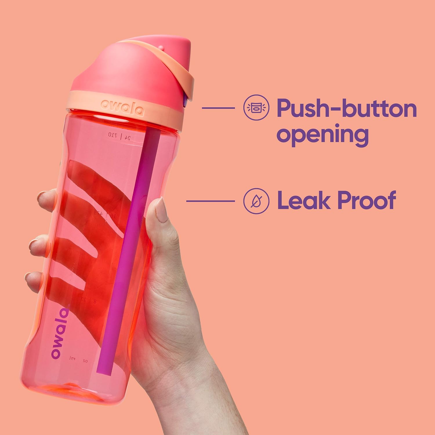 Owala FreeSip Clear Tritan Plastic Water Bottle with Straw, BPA-Free Sports Water Bottle, Great for Travel, 25 Oz, Shy Marshmallow - Image 3